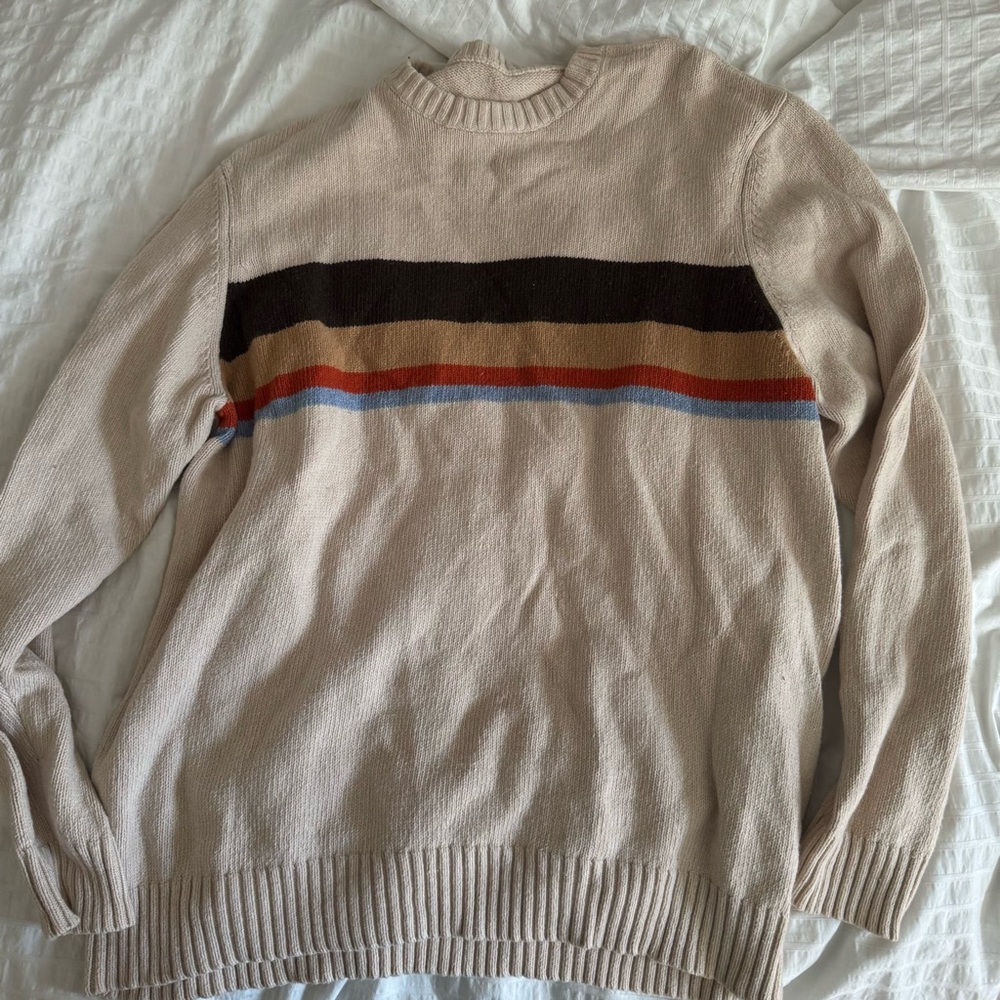 Men's Beige Striped Sweater